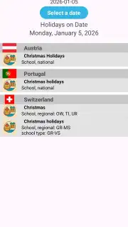 Holidays on Date screenshot 2