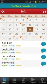 Birthday Calendar Free screenshot 7
